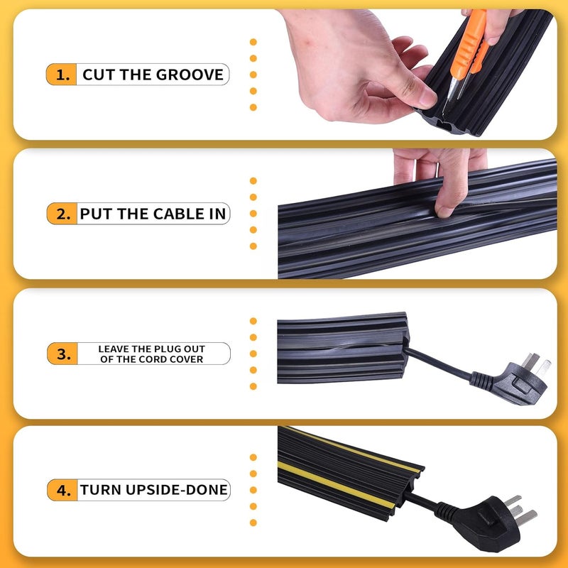 vilmon 6FT Floor Cord Cover-Cord Cover Floor,Power Cable Protector Soft Extension Floor Cable Cover to Organize and Protect Wire on Floor, Electrical Cord Covers for Floor (6ft) - Image 4